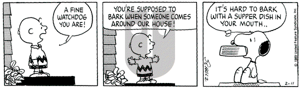 Peanuts on Saturday February 11, 1989 Comic Strip