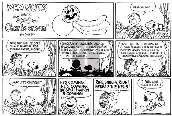 Peanuts on Sunday October 30, 1977 Comic Strip