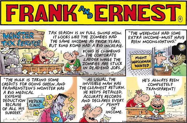 Frank and Ernest on Sunday March 29, 2015 Comic Strip