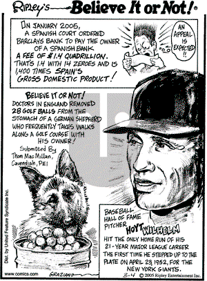 Ripley's Believe It or Not on Friday March 4, 2005 Comic Strip