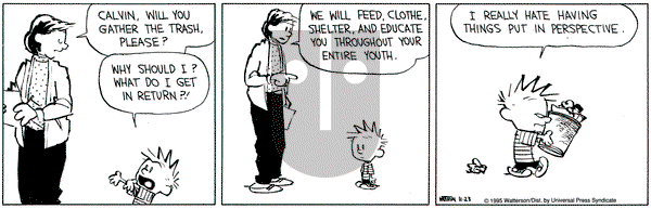 Calvin and Hobbes on Thursday November 23, 1995 Comic Strip