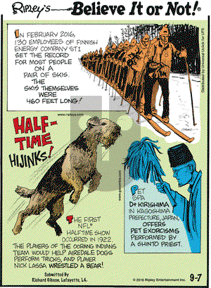 Ripley's Believe It or Not on Wednesday September 7, 2016 Comic Strip