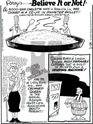 Ripley's Believe It or Not on Monday January 14, 2002 Comic Strip