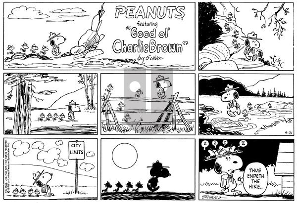 Peanuts on Sunday September 21, 1975 Comic Strip