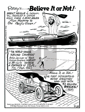 Ripley's Believe It or Not on Friday September 19, 1997 Comic Strip