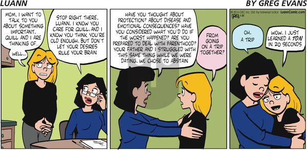 Luann on Sunday January 31, 2016 Comic Strip