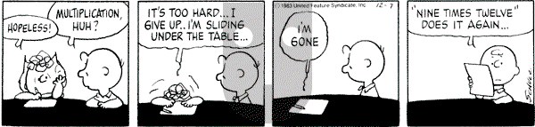 Peanuts - Wednesday December 7, 1983 Comic Strip