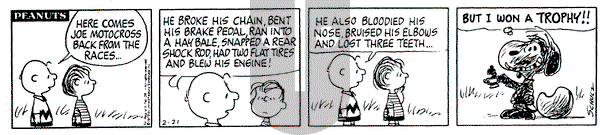 Peanuts on Friday February 21, 1975 Comic Strip