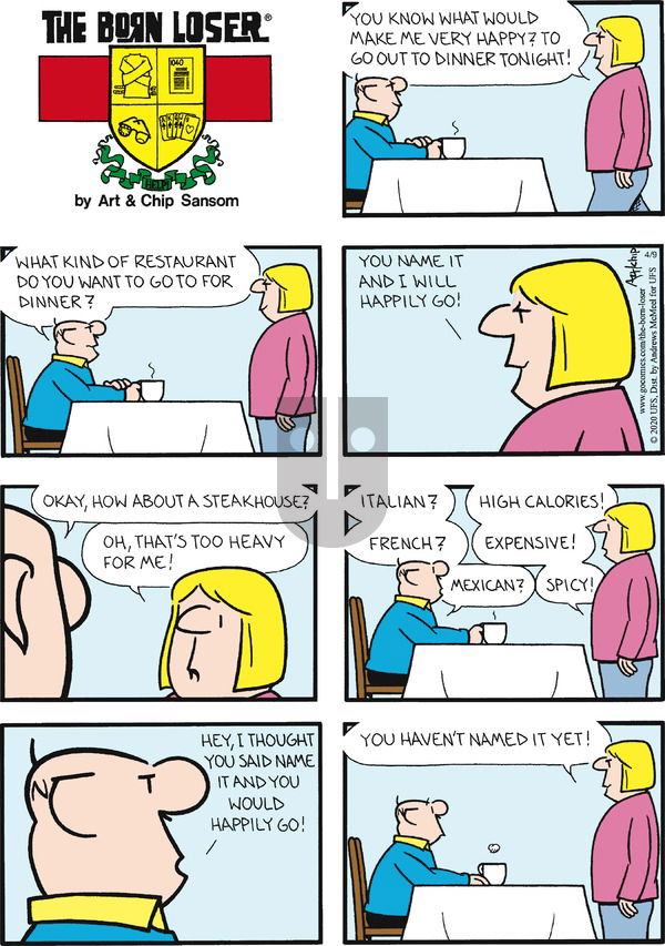 The Born Loser on Sunday April 9, 2023 Comic Strip