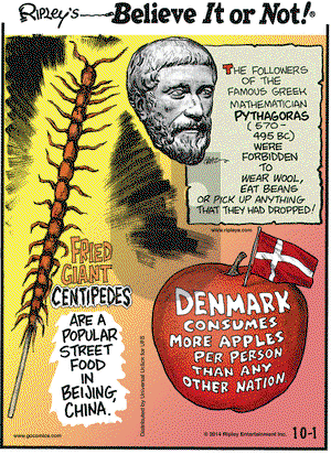 Ripley's Believe It or Not - Wednesday October 1, 2014 Comic Strip