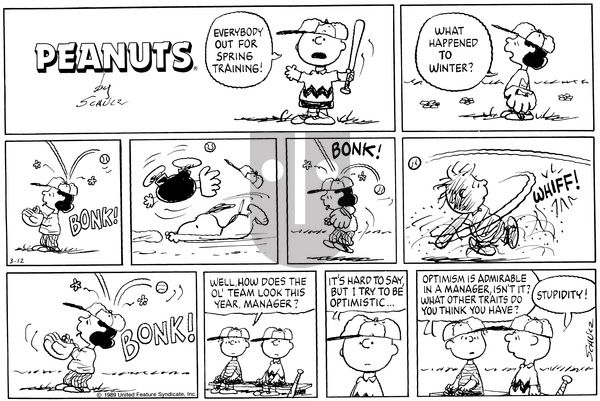 Peanuts on Sunday March 12, 1989 Comic Strip