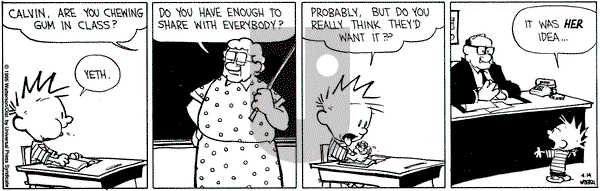 Calvin and Hobbes on Friday April 14, 1995 Comic Strip