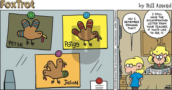FoxTrot on Sunday November 20, 2016 Comic Strip