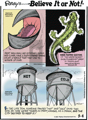 Ripley's Believe It or Not on Thursday March 4, 2021 Comic Strip