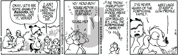 Over the Hedge on Tuesday July 9, 2002 Comic Strip