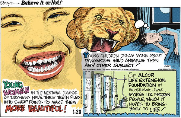 Ripley's Believe It or Not on Sunday January 20, 2013 Comic Strip