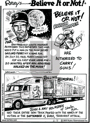 Ripley's Believe It or Not on Monday March 7, 2005 Comic Strip