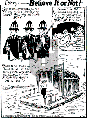 Ripley's Believe It or Not on Monday June 17, 1996 Comic Strip