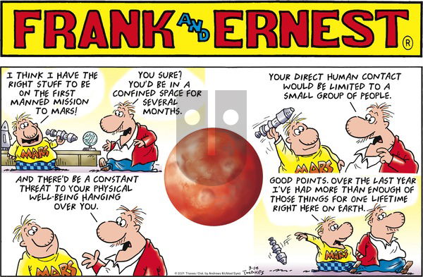 Frank and Ernest on Sunday March 14, 2021 Comic Strip