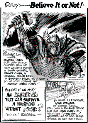 Ripley's Believe It or Not on Friday March 21, 2008 Comic Strip