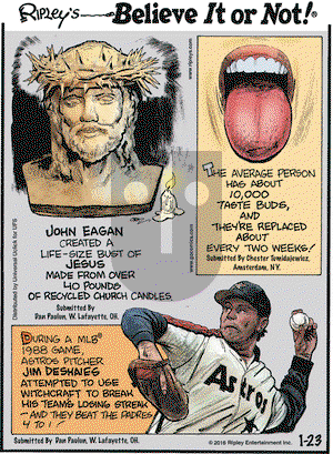 Ripley's Believe It or Not on Saturday January 23, 2016 Comic Strip