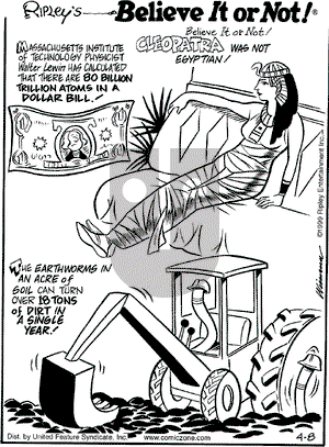 Ripley's Believe It or Not on Thursday April 8, 1999 Comic Strip