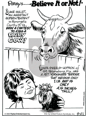 Ripley's Believe It or Not on Thursday August 21, 2003 Comic Strip