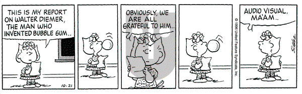 Peanuts on Monday October 21, 1996 Comic Strip
