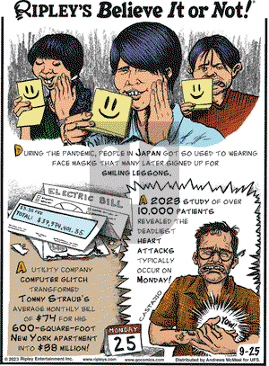 Ripley's Believe It or Not - Monday September 25, 2023 Comic Strip