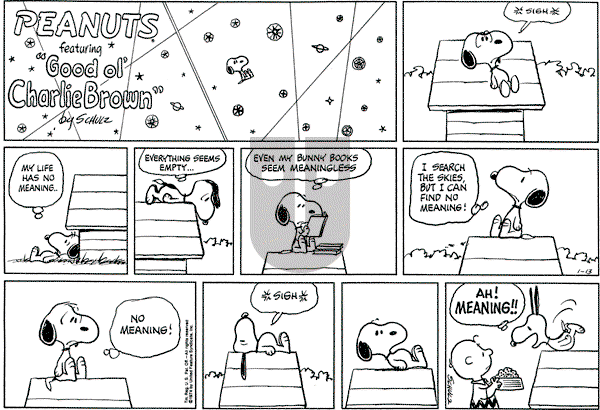 Peanuts - Sunday January 13, 1974 Comic Strip