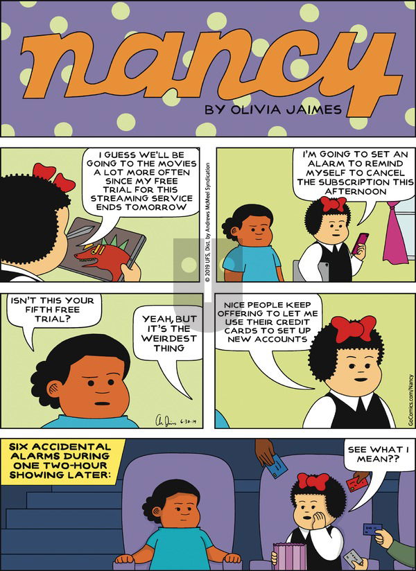 Nancy on Sunday June 30, 2019 Comic Strip