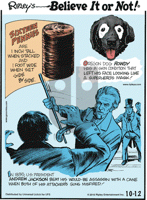 Ripley's Believe It or Not on Wednesday October 12, 2016 Comic Strip