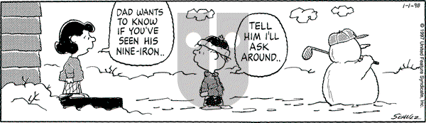 Peanuts - Thursday January 1, 1998 Comic Strip