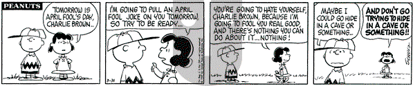 Peanuts on Monday March 31, 1969 Comic Strip