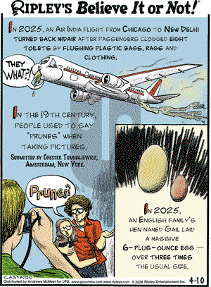 Ripley's Believe It or Not on Thursday April 10, 2025 Comic Strip