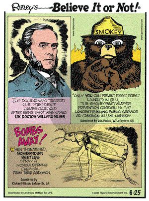 Ripley's Believe It or Not on Friday June 25, 2021 Comic Strip