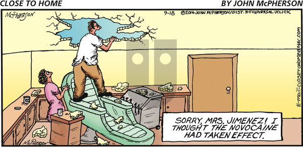 Close to Home on Sunday September 18, 2016 Comic Strip