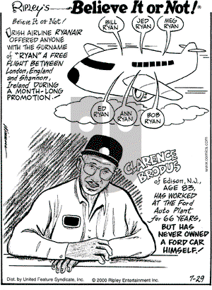 Ripley's Believe It or Not on Thursday December 21, 2000 Comic Strip