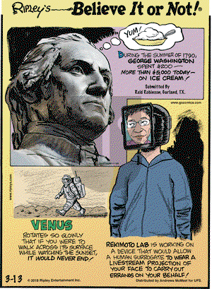 Ripley's Believe It or Not on Tuesday March 13, 2018 Comic Strip