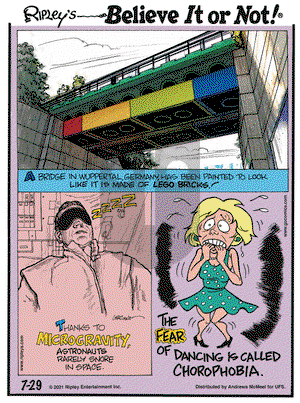 Ripley's Believe It or Not on Thursday July 29, 2021 Comic Strip