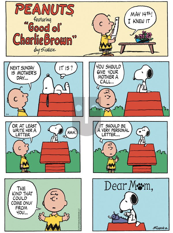 Peanuts on Sunday May 4, 2025 Comic Strip