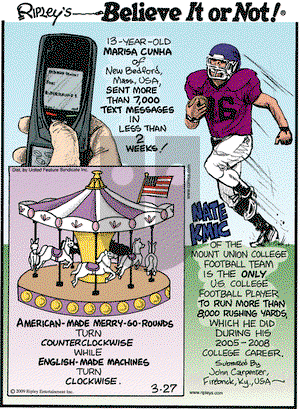 Ripley's Believe It or Not - Friday March 27, 2009 Comic Strip