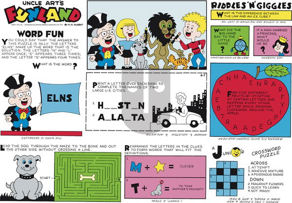 Uncle Art's Funland on Sunday April 7, 2024 Comic Strip