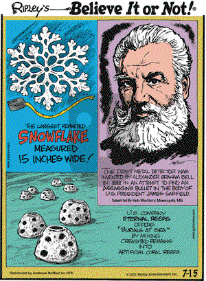 Ripley's Believe It or Not on Thursday July 15, 2021 Comic Strip