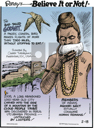 Ripley's Believe It or Not on Wednesday February 18, 2009 Comic Strip