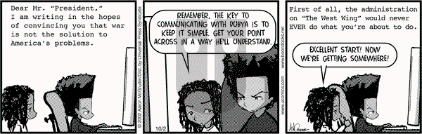 The Boondocks on Wednesday October 2, 2002 Comic Strip