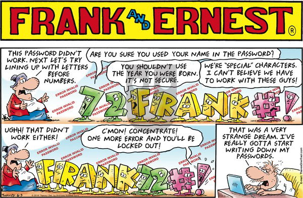 Frank and Ernest on Sunday June 3, 2018 Comic Strip