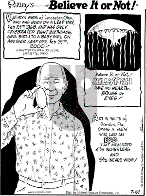 Ripley's Believe It or Not on Monday July 31, 2000 Comic Strip