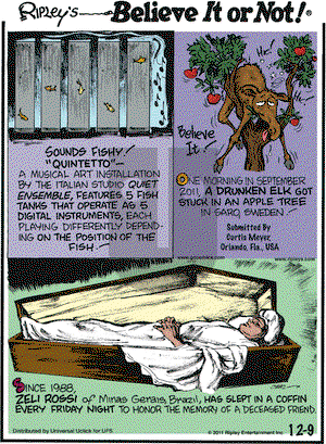 Ripley's Believe It or Not on Friday December 9, 2011 Comic Strip