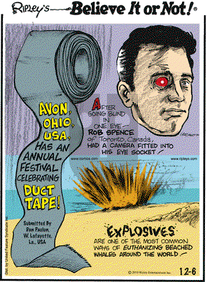Ripley's Believe It or Not on Monday December 6, 2010 Comic Strip